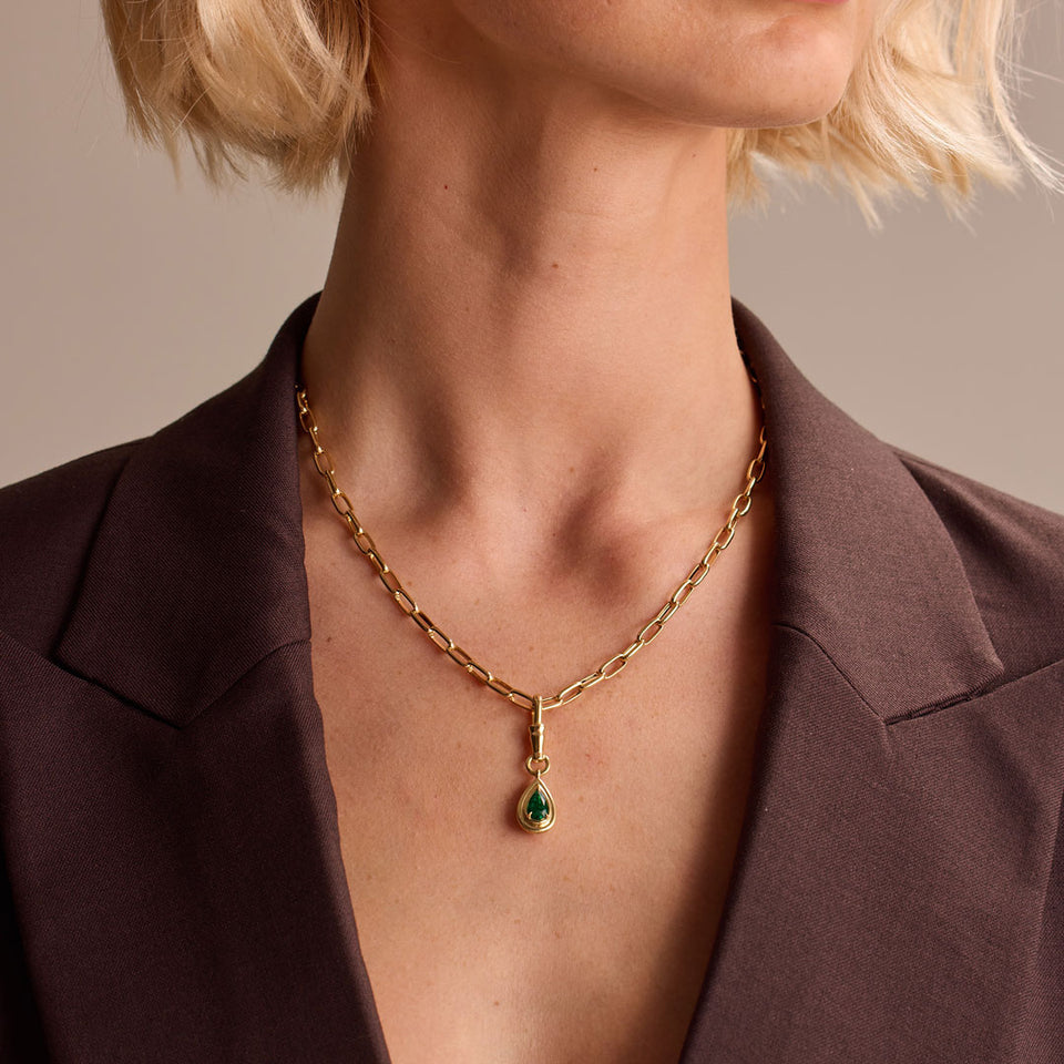 Emerald & Diamond Reversible Pendant Charm at David M Robinson