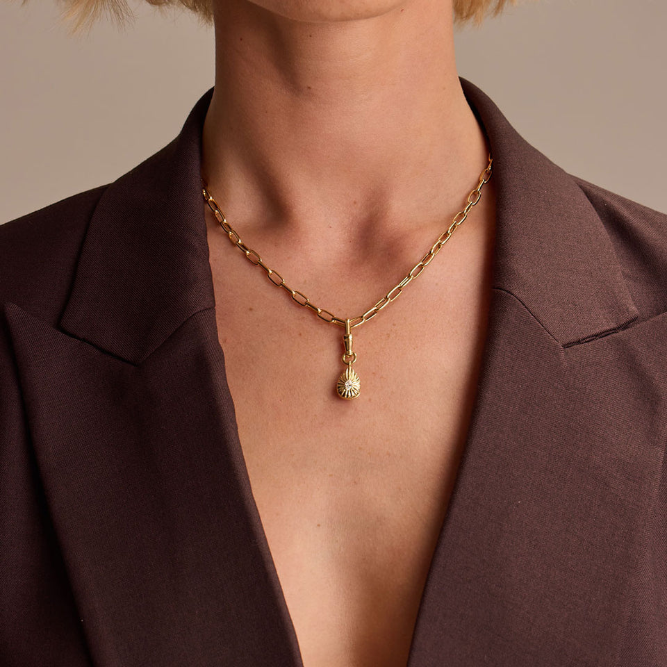 Emerald & Diamond Reversible Pendant Charm at David M Robinson