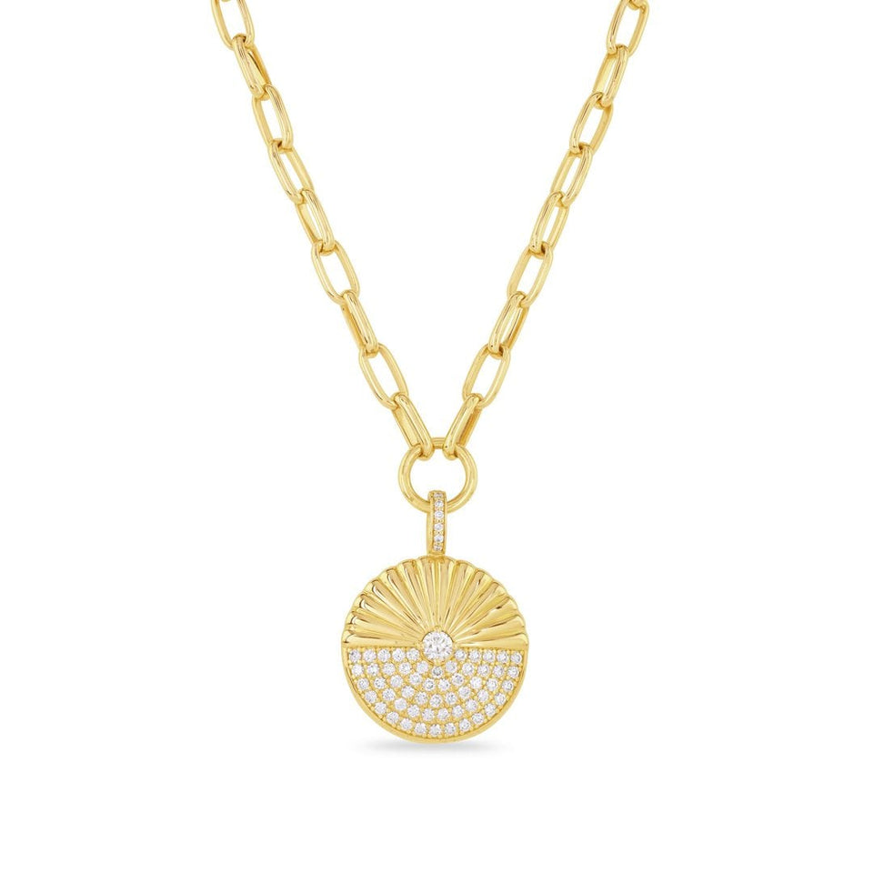 Alba 18ct Yellow Gold Link Chain Diamond Pendant at David M Robinson