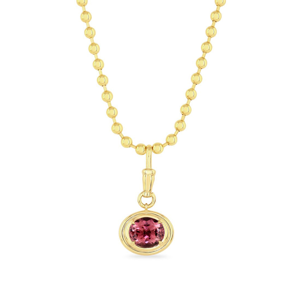 Pink Tourmaline & Diamond Reversible Pendant Charm at David M Robinson