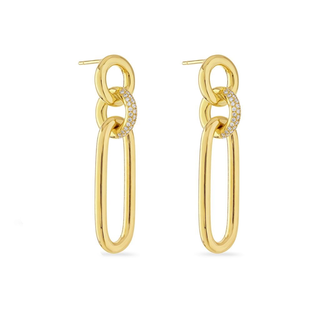 Giallo Pave 18ct Yellow Gold Diamond Drop Earrings at David M Robinson