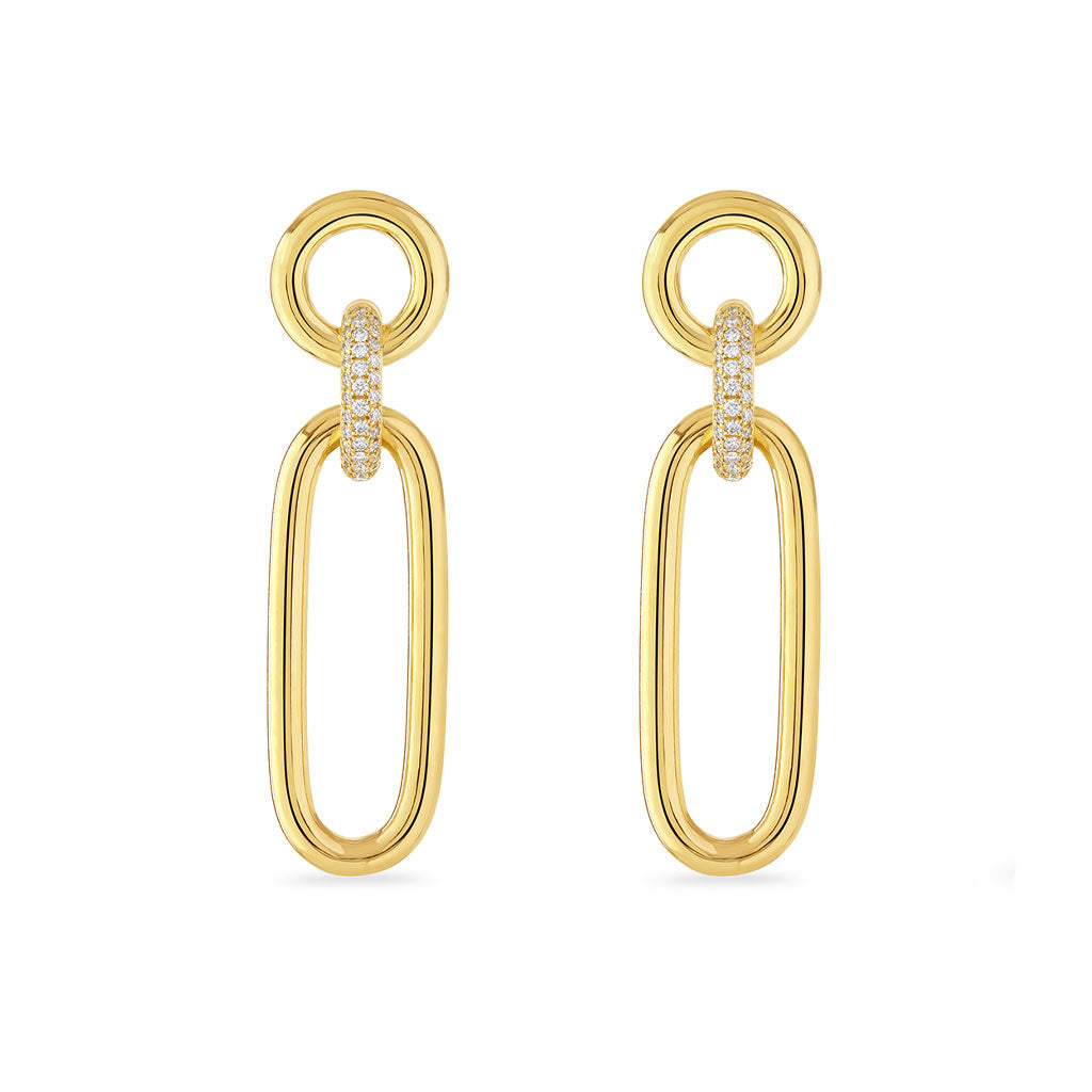 Giallo Pave 18ct Yellow Gold Diamond Drop Earrings at David M Robinson