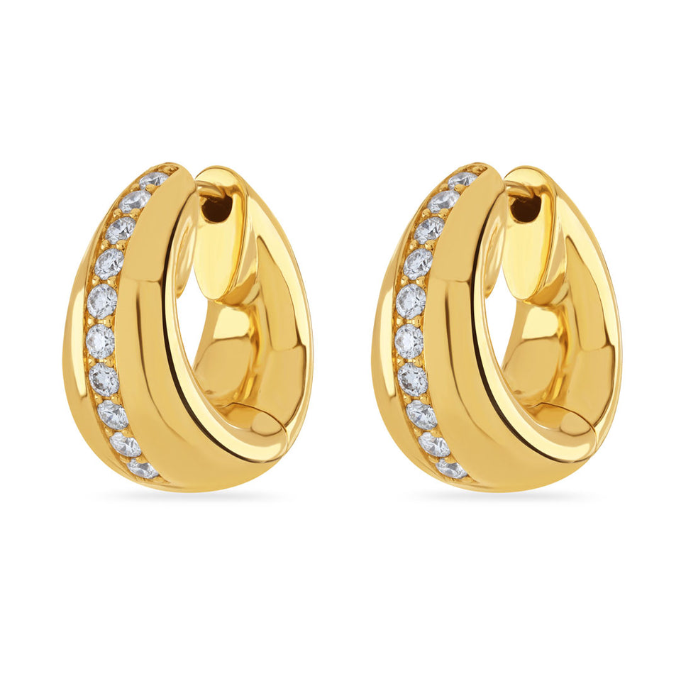 18ct Yellow Gold Diamond Hinged Hoop Earrings at DMR