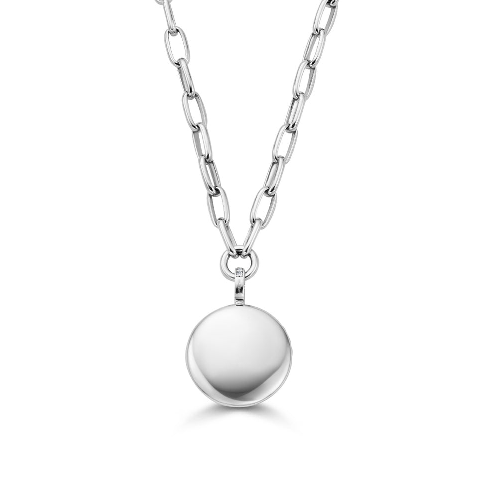 Alba White Gold Link Chain Diamond Pendant at David M Robinson