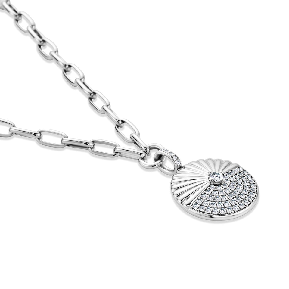 Alba White Gold Link Chain Diamond Pendant at David M Robinson