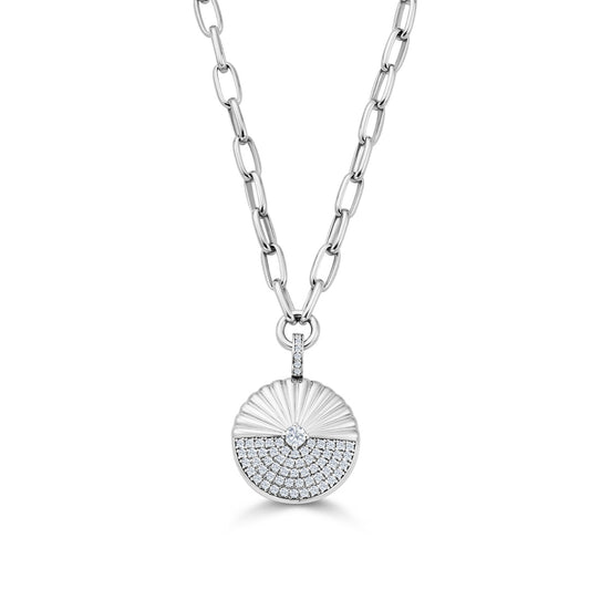 Alba White Gold Link Chain Diamond Pendant at David M Robinson