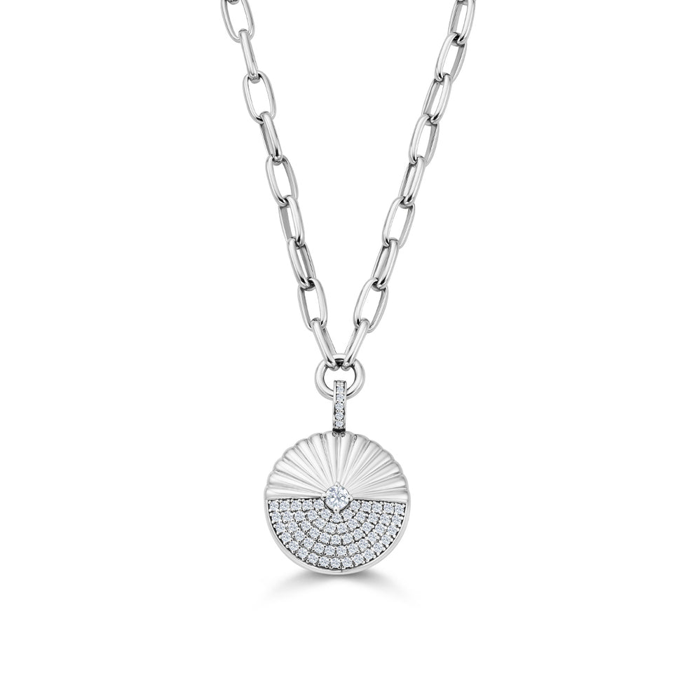 Alba White Gold Link Chain Diamond Pendant at David M Robinson