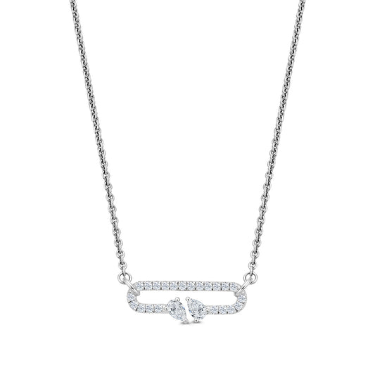 Ditto Platinum Round Brilliant & Pear Shape Diamond Pendant at David M Robinson