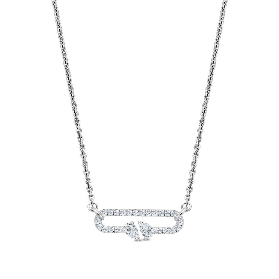 Ditto Platinum Round Brilliant & Pear Shape Diamond Pendant at David M Robinson