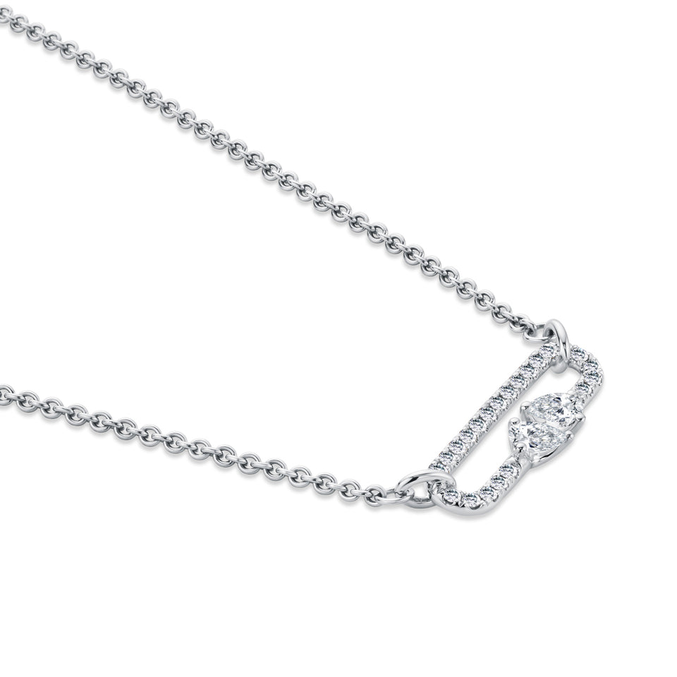 Ditto Platinum Round Brilliant & Pear Shape Diamond Pendant at David M Robinson