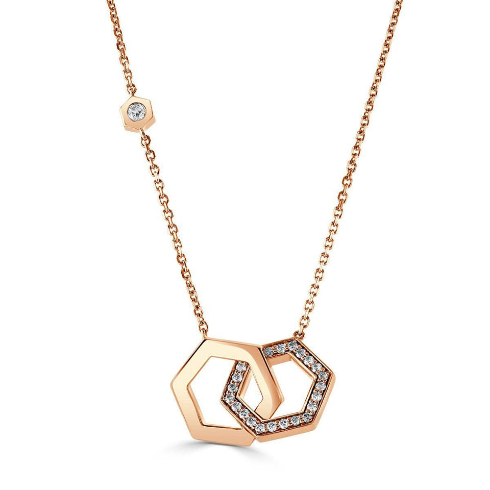 Honeycomb Rose Gold Diamond Pendant