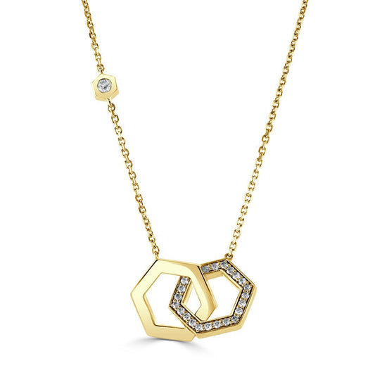 Honeycomb 18ct Yellow Gold Diamond Pendant at David M Robinson