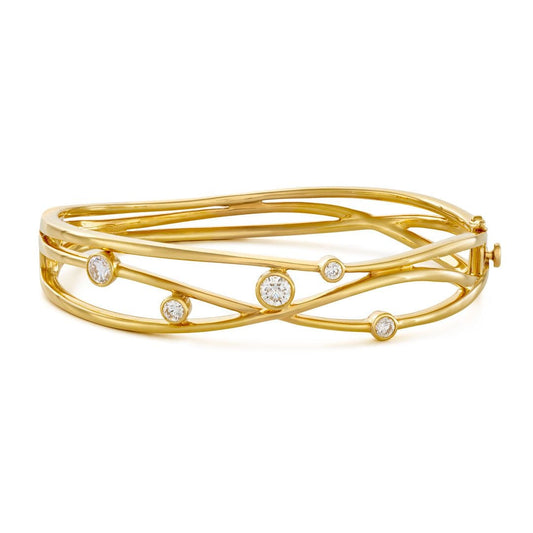 Lunar Yellow Gold Diamond Bangle at DMR