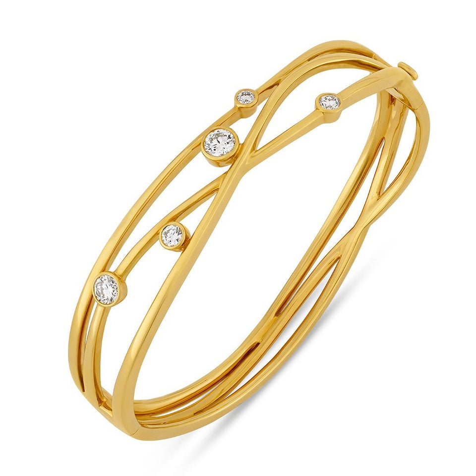 Lunar Yellow Gold Diamond Bangle at DMR