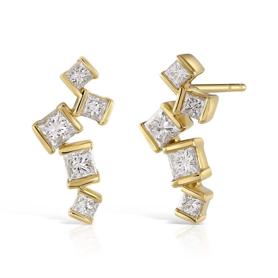 Hopscotch 18ct Yellow Gold Diamond Drop Earrings at David M Robinson