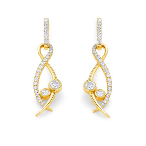Lunar Yellow Gold Diamond Drop Earrings