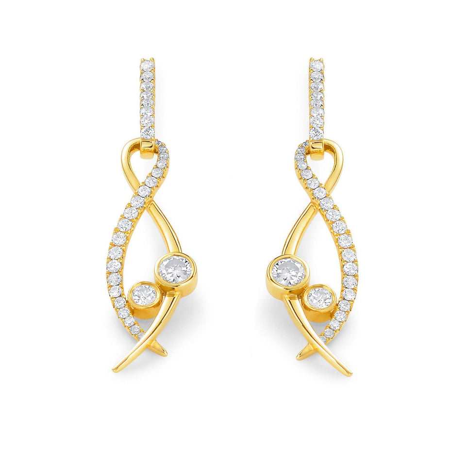 Lunar Yellow Gold Diamond Earrings at DMR
