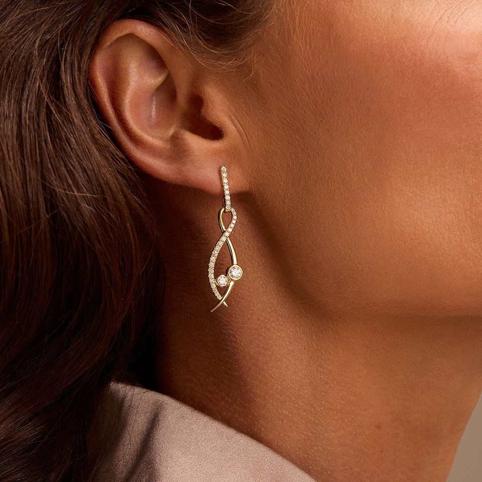 Lunar Yellow Gold Diamond Earrings at DMR