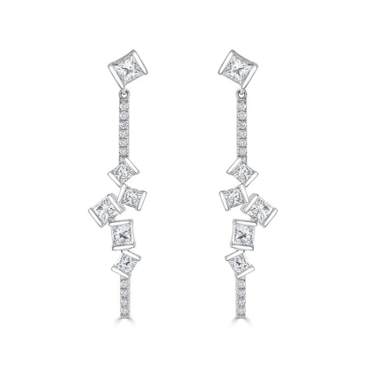 Hopscotch White Gold Diamond Statement Drop Earrings