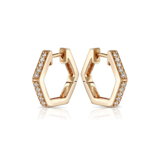 Honeycomb Rose Gold Diamond Hoop Earrings at David M Robinson