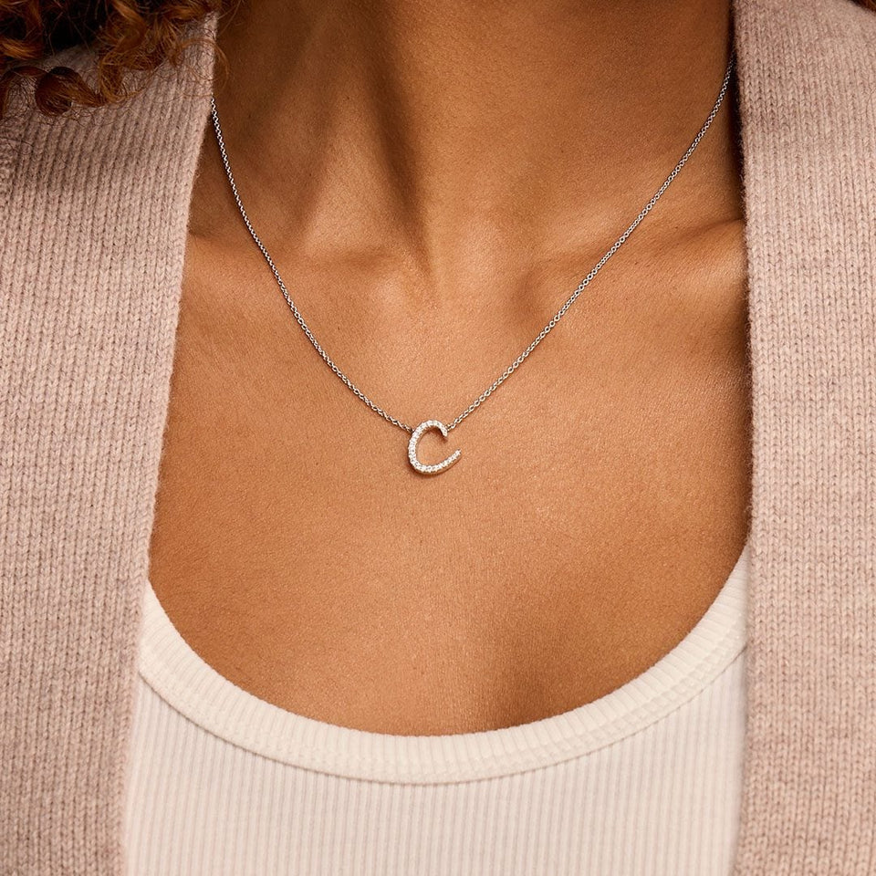 Initial White Gold Diamond Necklace