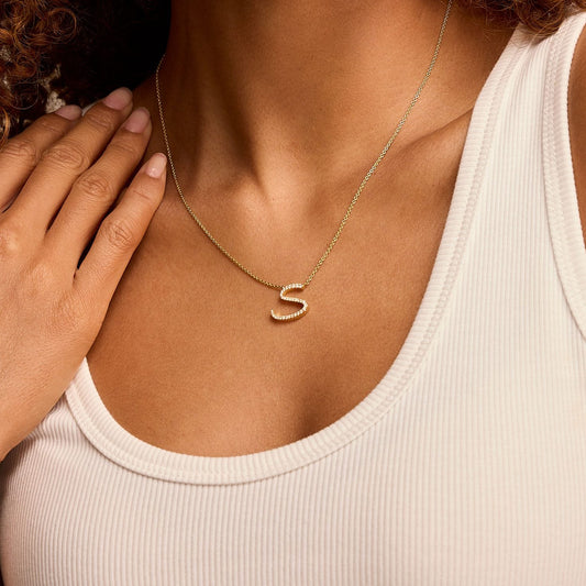 18ct Yellow Gold Initial Diamond Necklace