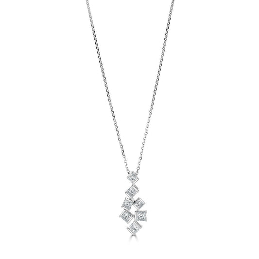 Hopscotch White Gold Diamond Necklace