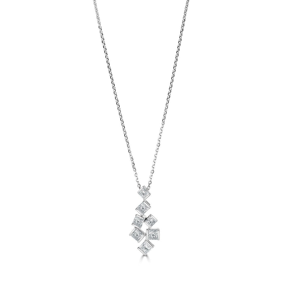Hopscotch 18ct White Gold Diamond Necklace at David M Robinson