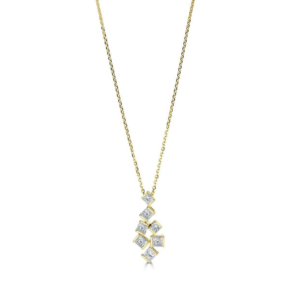 Hopscotch 18ct Yellow Gold Diamond Necklace at David M Robinson