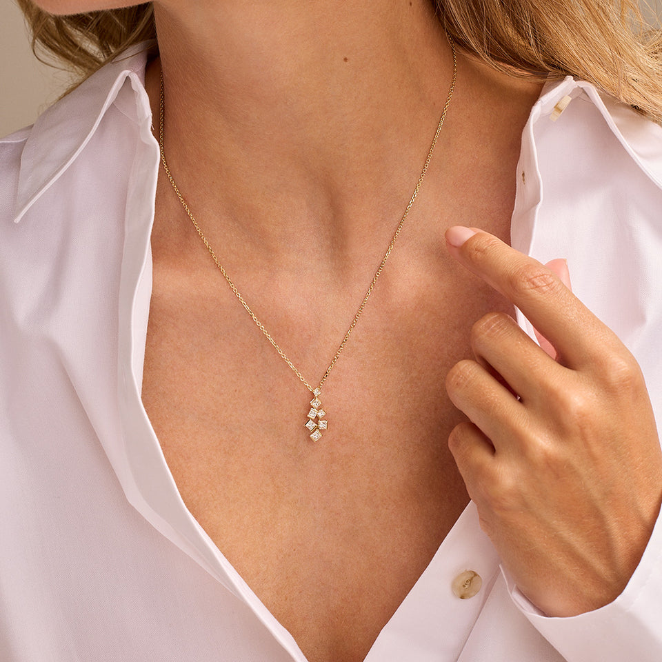 Hopscotch 18ct Yellow Gold Small Diamond Pendant at David M Robinson