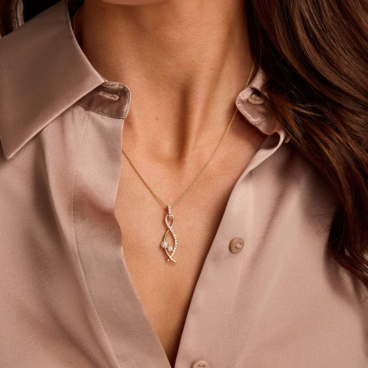 Lunar 18ct Yellow Gold Pavé Diamond Pendant at David M Robinson