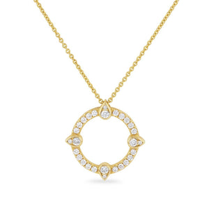 Compass Yellow Gold Diamond Pendant