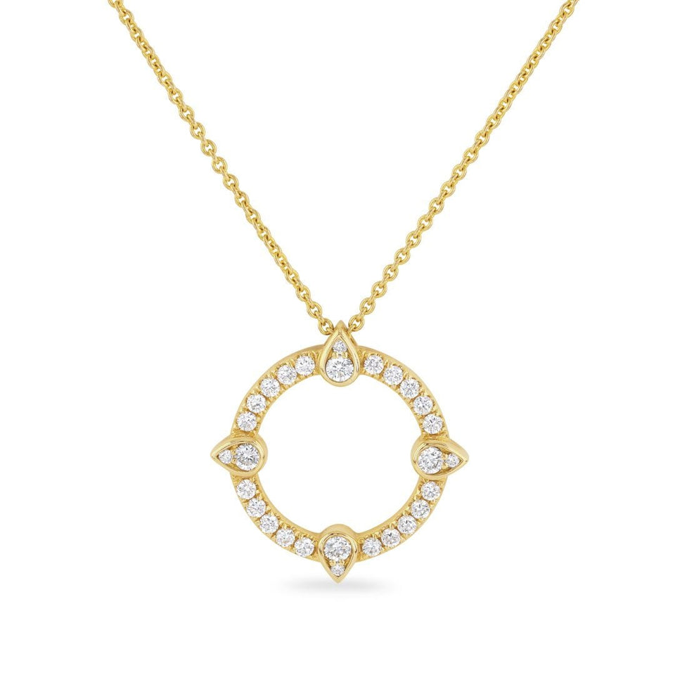 Compass 18ct Yellow Gold Diamond Pendant at David M Robinson