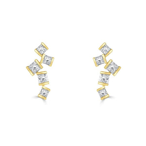 Hopscotch Yellow Gold Diamond Stud Earrings