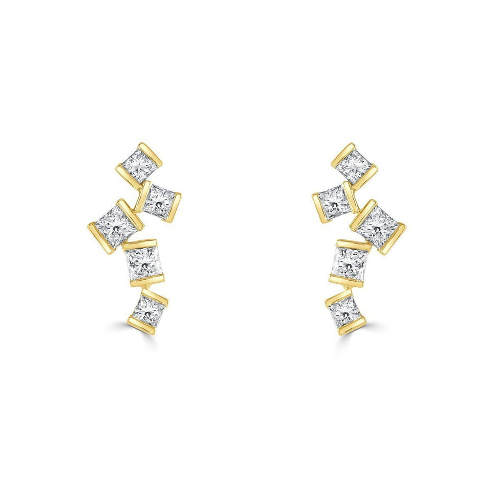 Hopscotch 18ct Yellow Gold Diamond Stud Earrings at David M Robinson