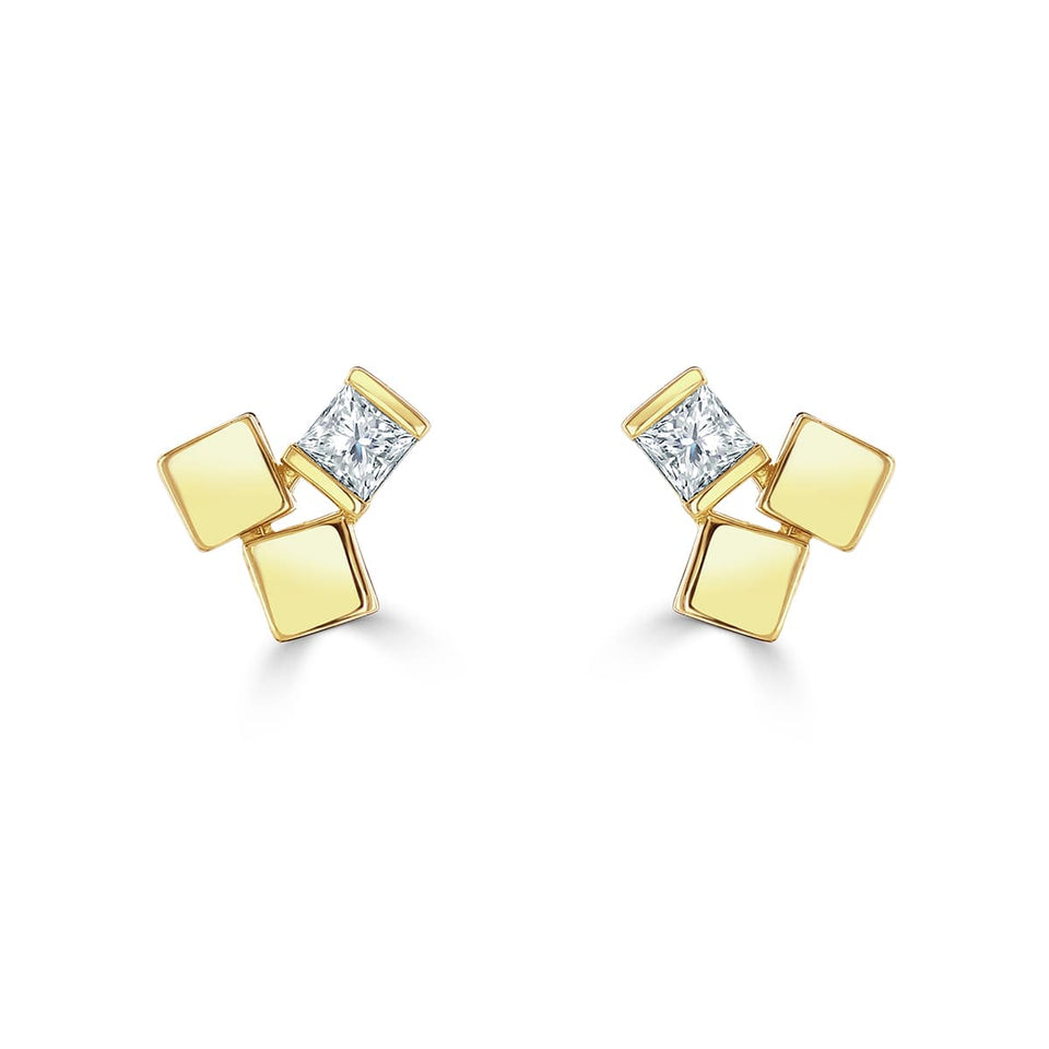 Hopscotch 18ct Yellow Gold Diamond Stud Earrings at David M Robinson