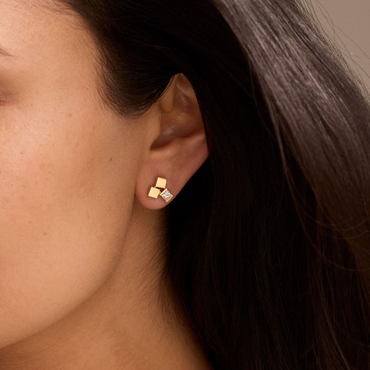 Hopscotch 18ct Yellow Gold Diamond Stud Earrings at David M Robinson
