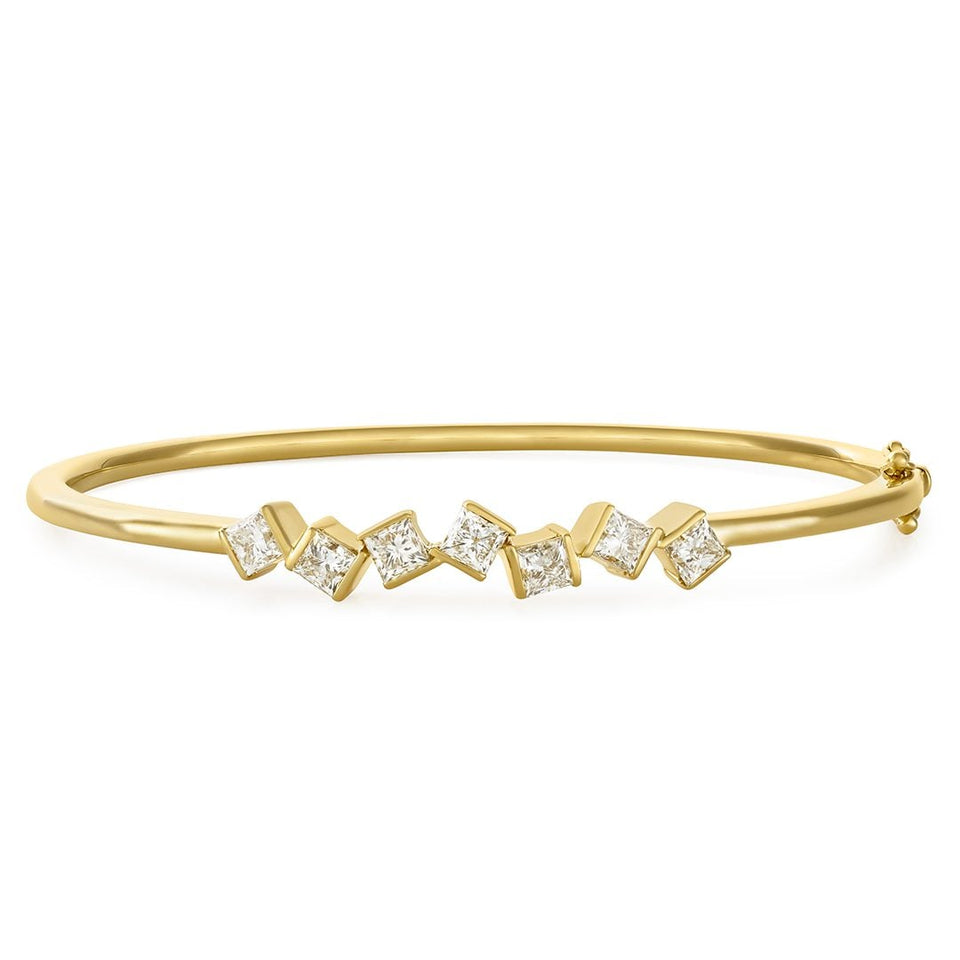 Hopscotch 18ct Yellow Gold Diamond Bangle at David M Robinson