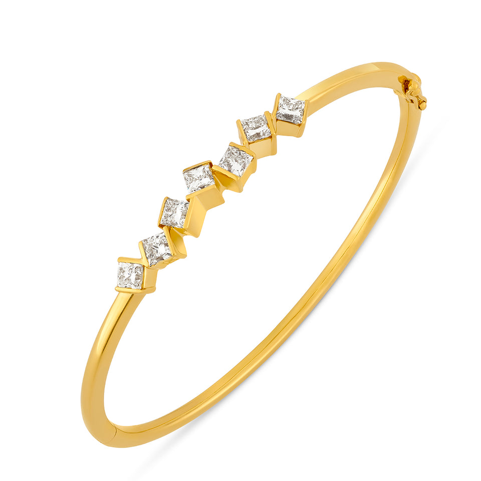 Hopscotch 18ct Yellow Gold Diamond Bangle at David M Robinson