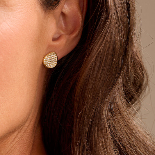 Amalfi Yellow Gold Pave Diamond Earrings at DMR