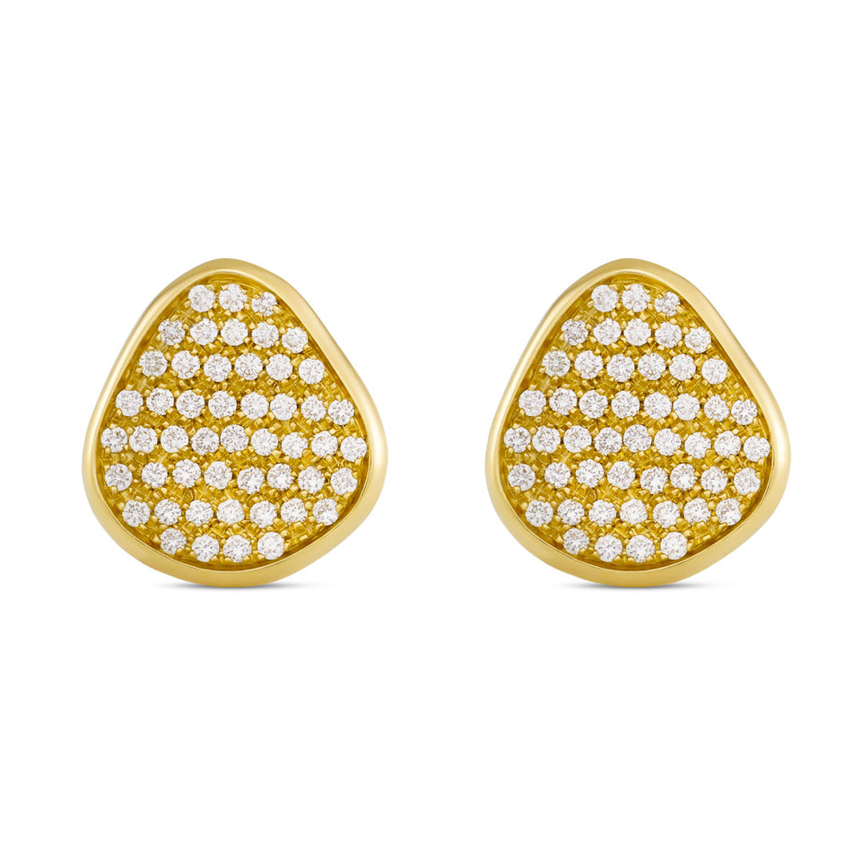 Amalfi 18ct Yellow Gold Pave Diamond Stud Earrings at David M Robinson