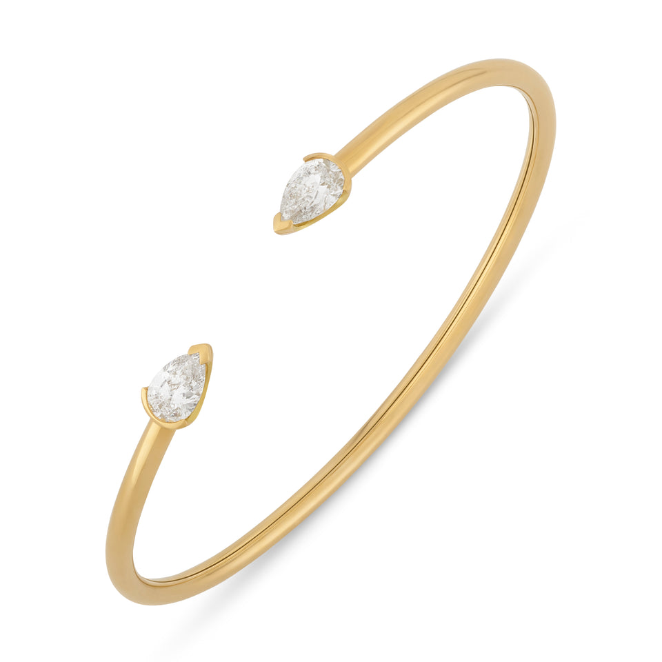 Ditto 18ct Yellow Gold Pear Shape Diamond Torque Bangle at David M Robinson
