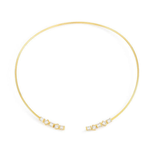 Hopscotch Yellow Gold Princess Cut Diamond Collar at DMR