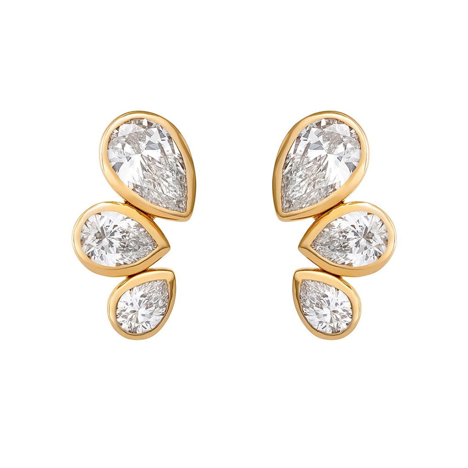 Petal Power Rose Gold Pear Cut Diamond Earrings at DMR