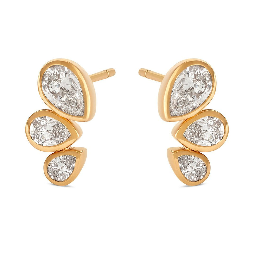 Petal Power Rose Gold Pear Cut Diamond Earrings at DMR