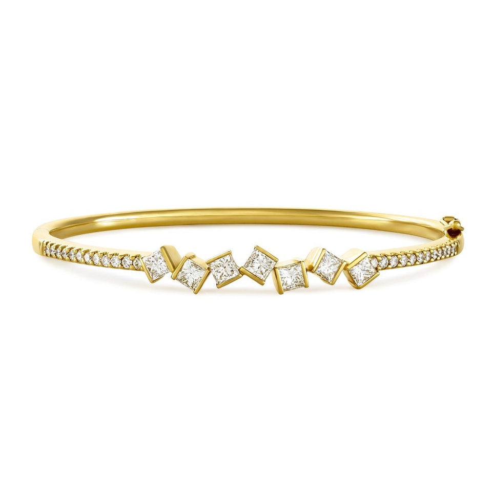 Hopscotch 18ct Yellow Gold Diamond Bangle at David M Robinson