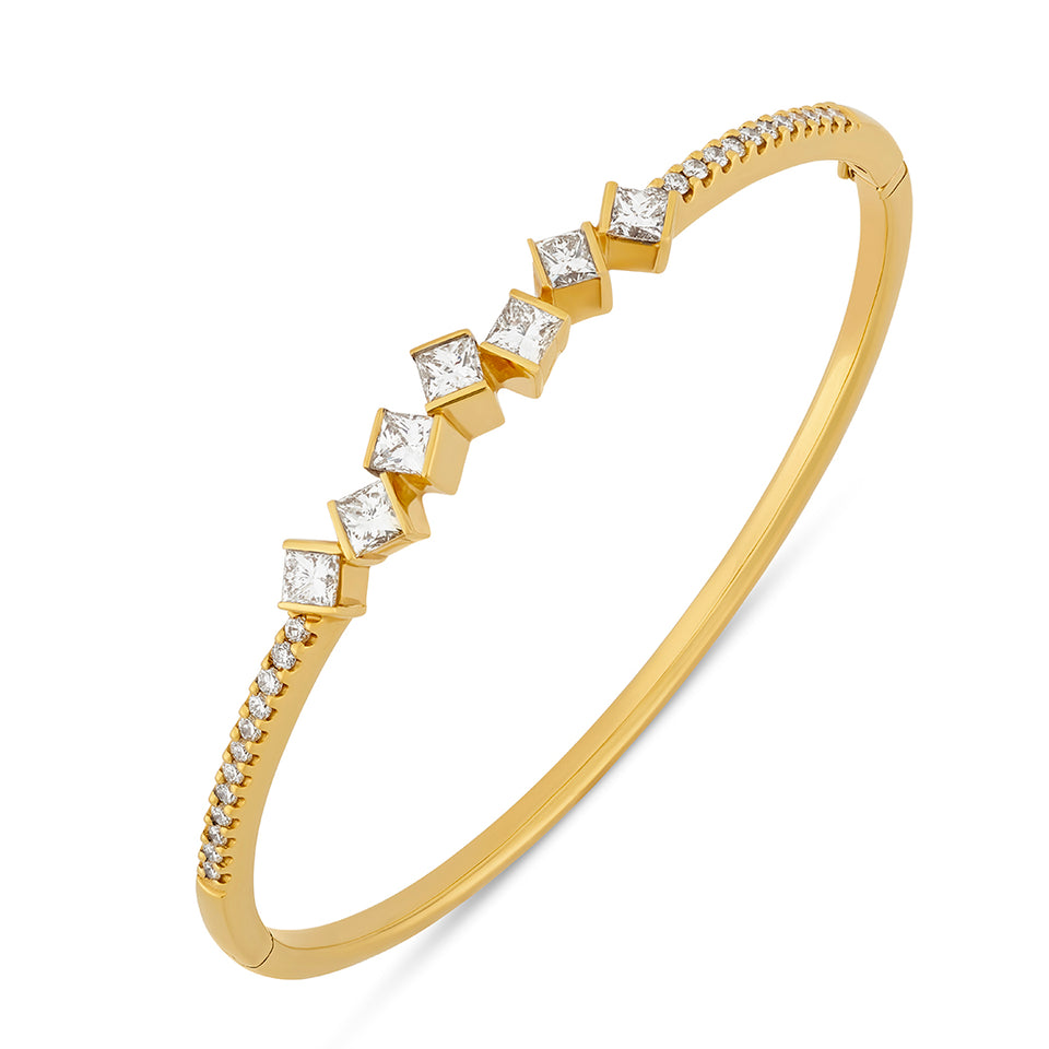 Hopscotch 18ct Yellow Gold Diamond Bangle at David M Robinson
