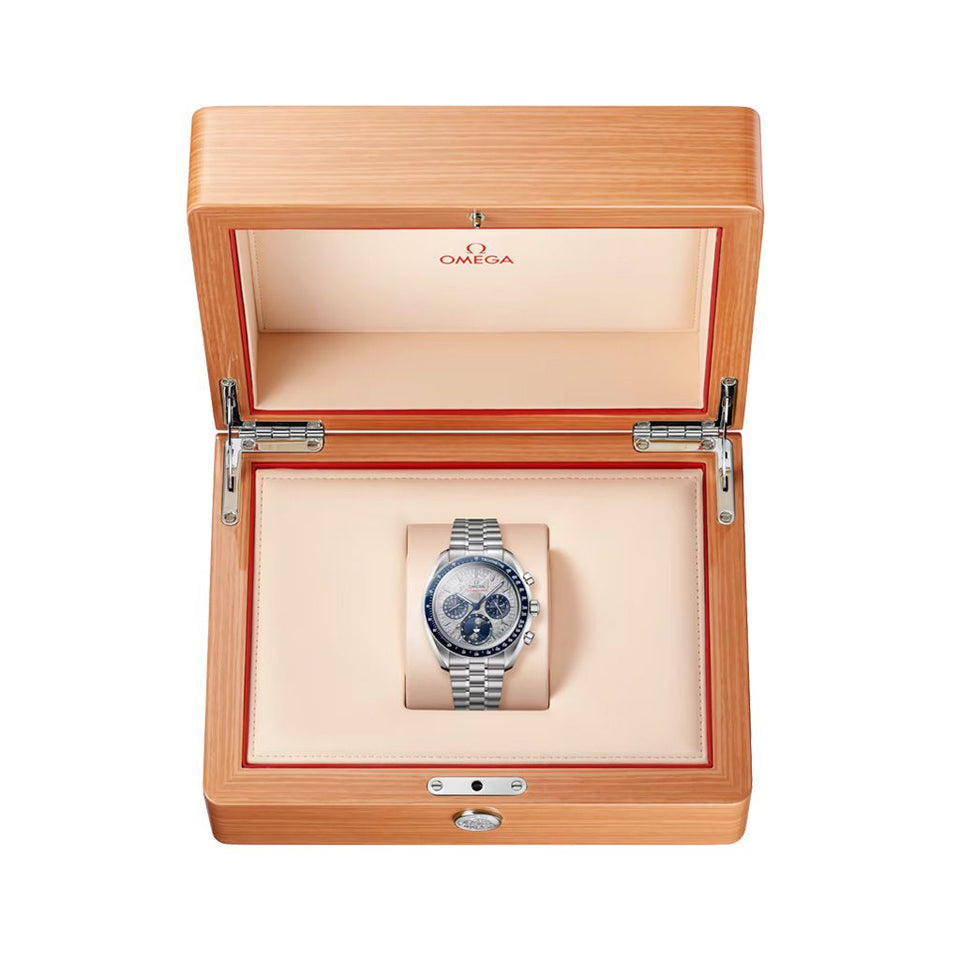 OMEGA Speedmaster Meteorite Moonphase 43mm Steel Watch at DMR and the OMEGA Boutique Liverpool