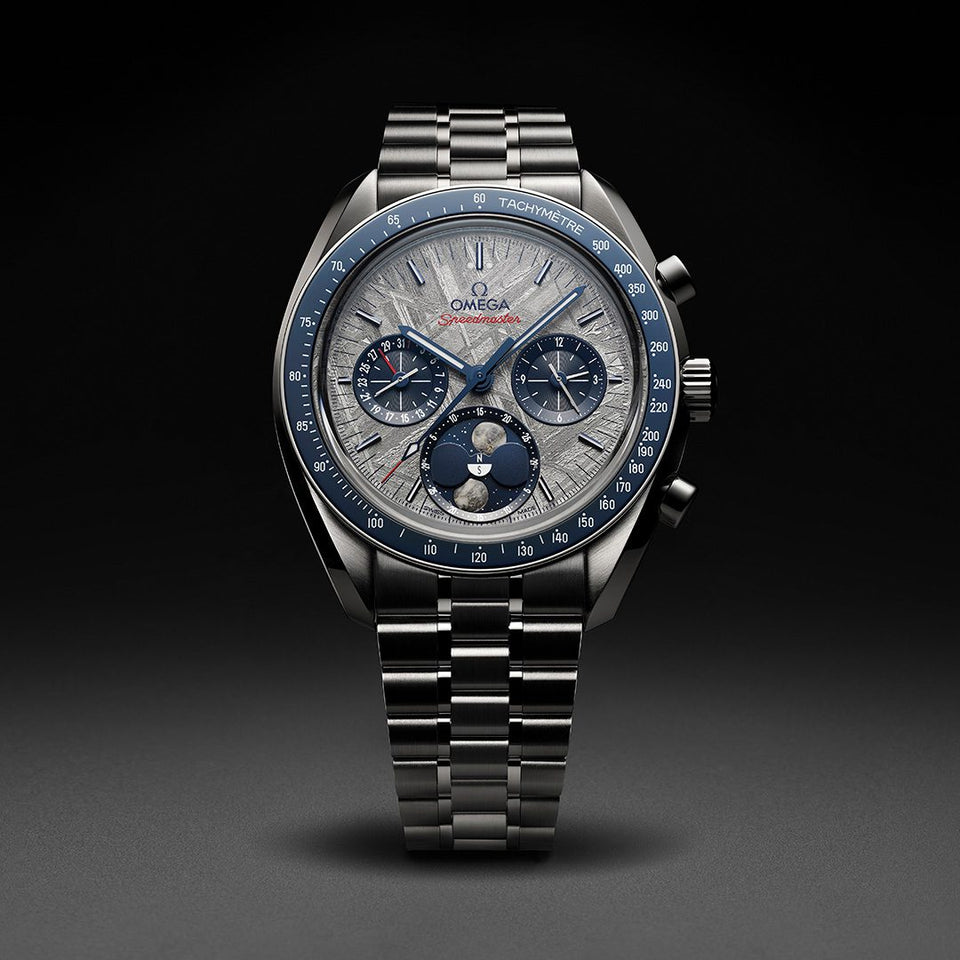 OMEGA Speedmaster Meteorite Moonphase 43mm Steel Watch at DMR and the OMEGA Boutique Liverpool