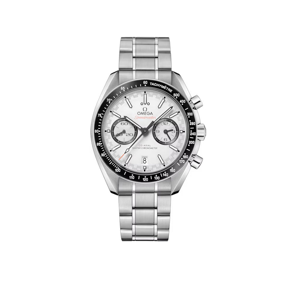 OMEGA Speedmaster Racing Steel Chronograph 44mm Watch O32930445104001 at DMR and the OMEGA Boutique Liverpool